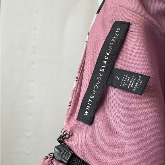 White House Black Market A line Pink Floral Dress Knee Length Sleeveless Size 2 - Picture 6 of 7